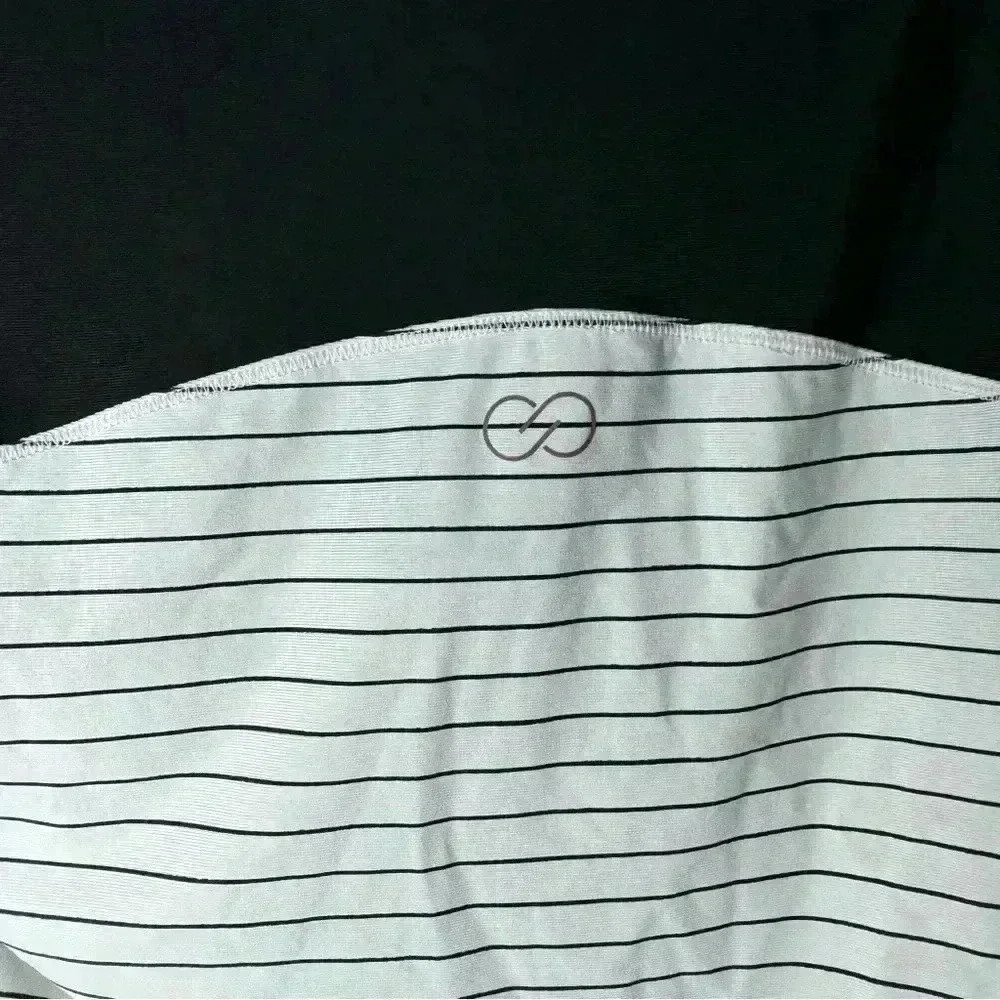 Calia Carrie Underwood White & Black Pinstriped Ruched Pull Over Top Size Small - Picture 4 of 6